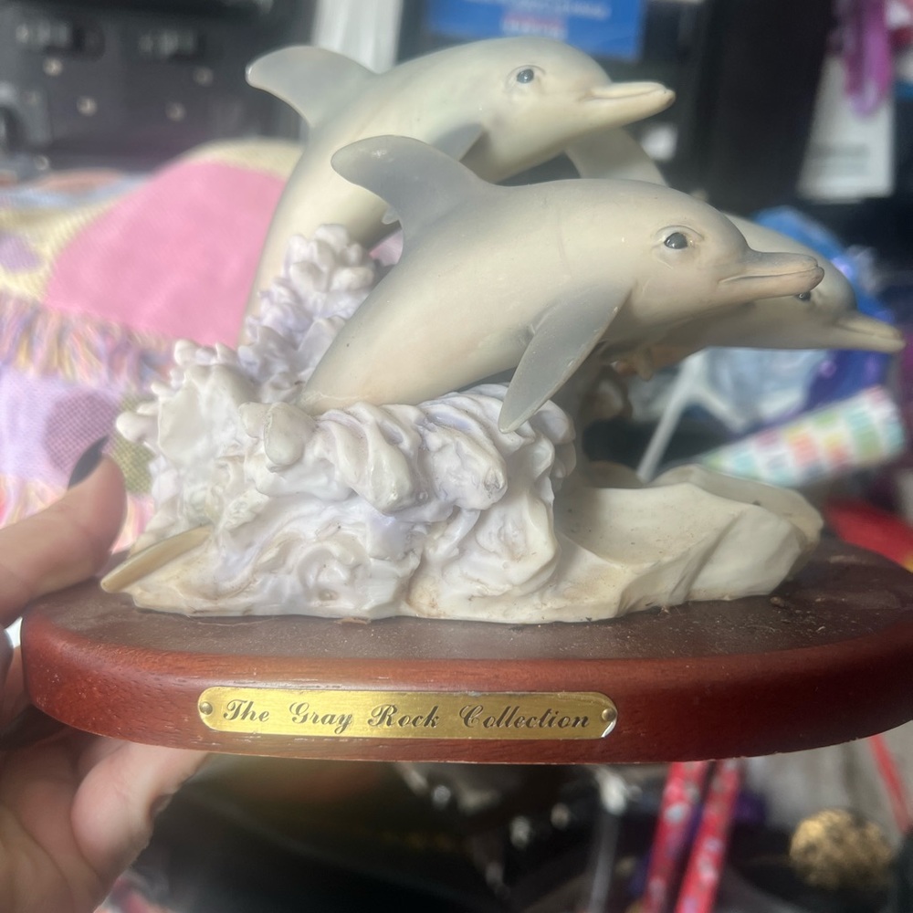 Dolphin Sculpture - Cream and Brown